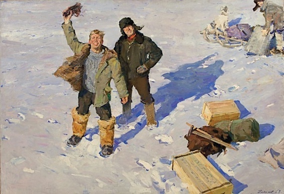 Oleg Gadalov (1935 - 2016) Les Geologues, 1935 Huile sur toile Musée d 'Etat Russe.