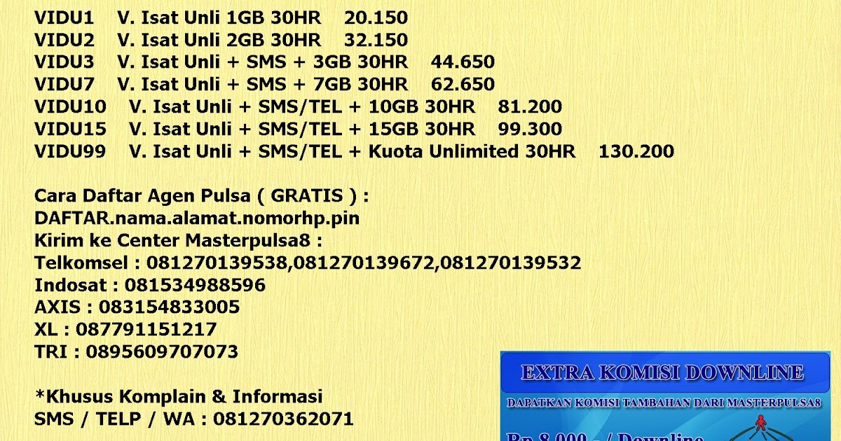 Voucher Isat Unlimited Terlaris Distributor Dan Agen Server Pulsa Murah All Operator 2020