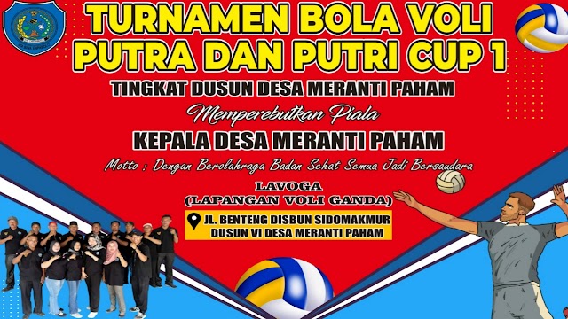 Meriahkan HUT Kemerdekaan RI Ke-80, Pemdes Meranti Paham Gelar Turnamen Volly