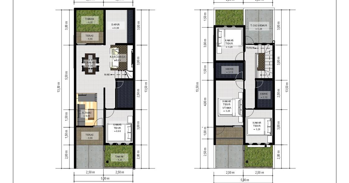 Ide 22 Denah Rumah Ukuran 4x8 Meter 1 Lantai