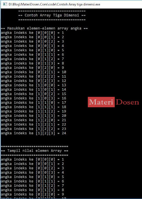 Contoh program array 3 dimensi C++