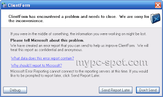 Send Error Report in Windows XP