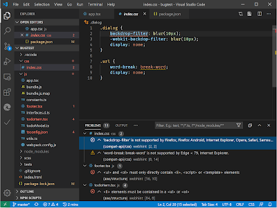 A VSCode editing screen, showing navigation bar, some text, and some hints