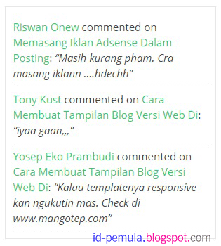 Cara Memasang Widget Recent Comment pada Blog
