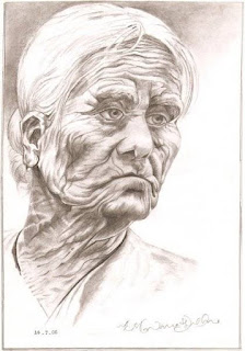 Die young as late as possible wrinkle age heart skin Grapthite Pencil on Paper A4- 8.27''x 11.69'' Pencil Sketching Artwork old man portrait drawing human faces