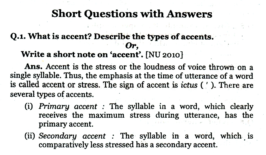 Prosody - Short Questions with Answers