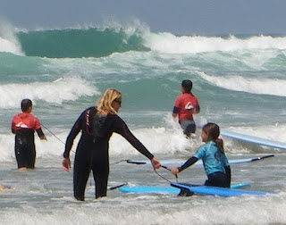 Out in the waves next to Johanna