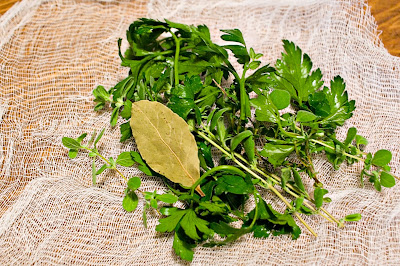 a bouquet garni - an herb bouquet for cooking