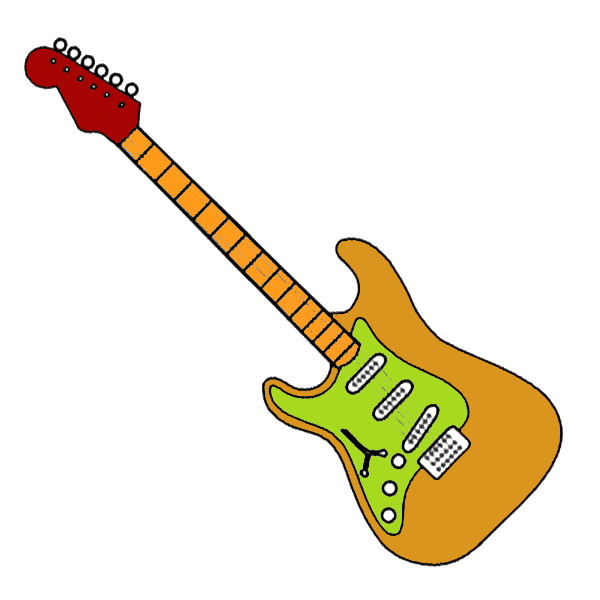  Gambar  Mewarnai Gitar Untuk Anak PAUD dan TK
