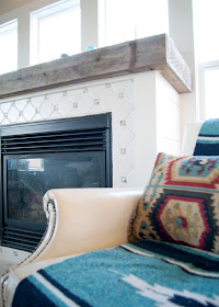 Fireplace, horse blanket, reclaimed wood