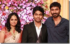 Dhanush at GV Prakash Kumar & Saindhavi Wedding Reception Photos
