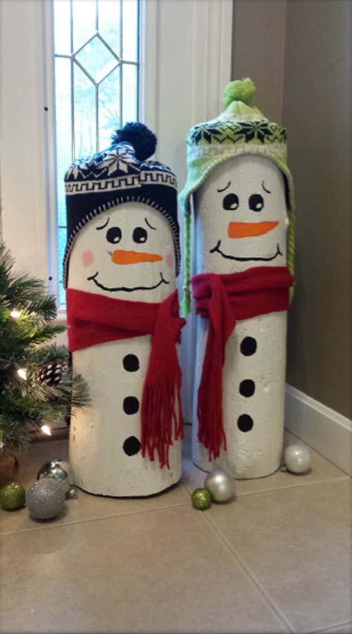 DIY Holiday Log Snowmen Idea