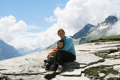 Mother enjoying at Chamba Peak