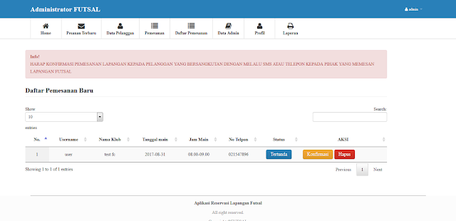 Pemesanan Lapangan Futsal Berbasis Web