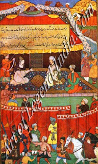 Babur Meeting Khanzada Begam, Mehr Banu. Begam and other Ladies