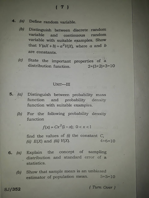 BA 5th sem Honours question paper2017 statistics for economics