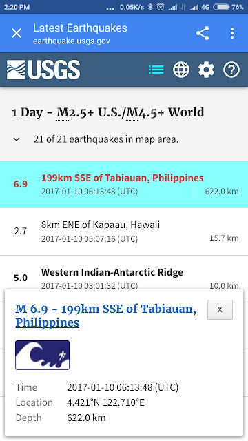 Gempa bumi 7.3 di sabah 10.1.2017