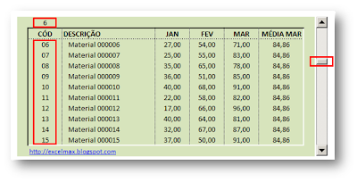 dados, mini-tabela, Excel