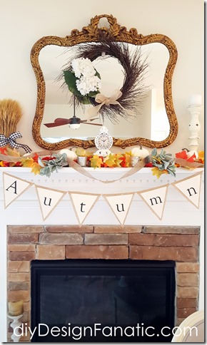 Autumn mantel, fall mantel, pumpkins, white pumpkins, farmhouse, cottage, fall banner, autumn banner