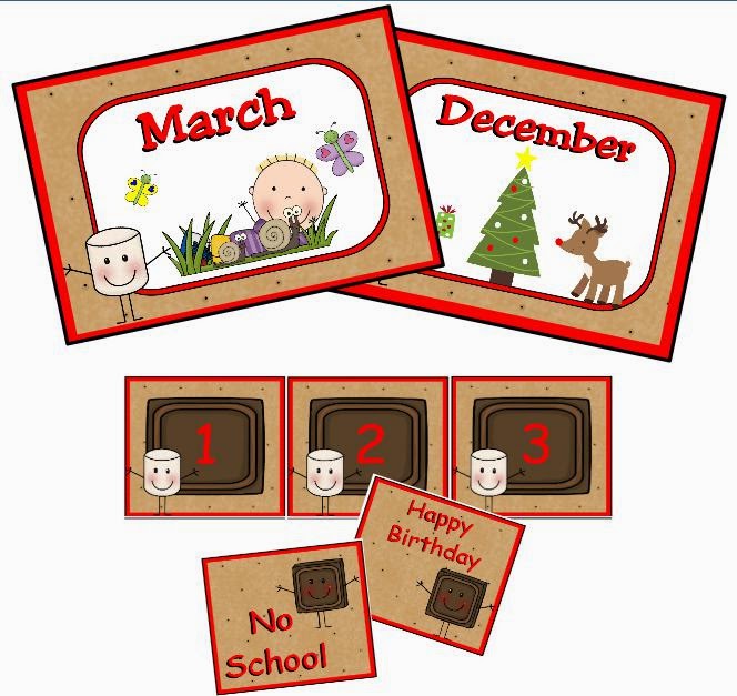 http://www.teacherspayteachers.com/Product/Smores-Calendar-Set-760389