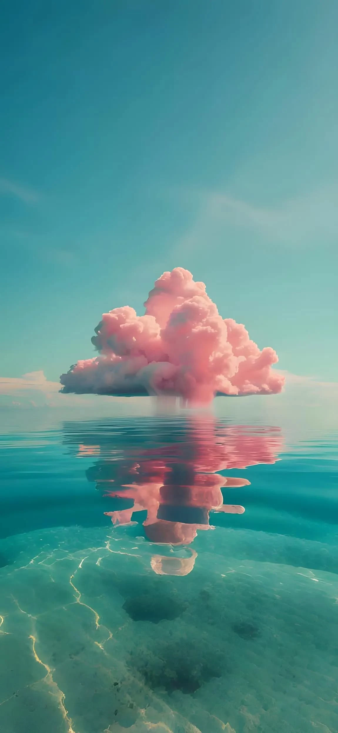 Blue Sea With Pink Clouds - Wallpaper 4K HD Phone Wallpaper Background