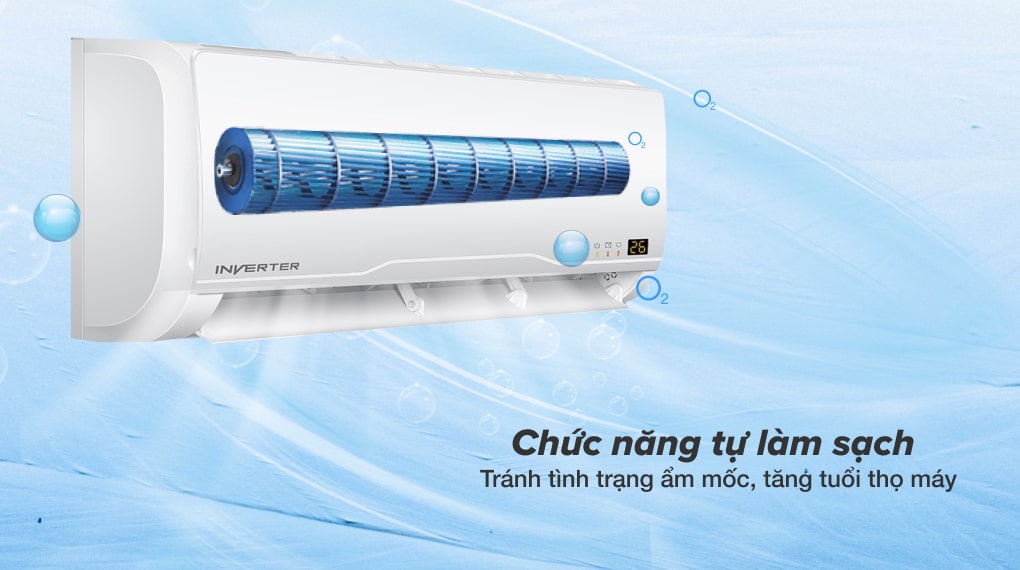 Máy lạnh Aqua Inverter 1.5 HP AQA-KCRV13TR - Tính năng tự làm sạch
