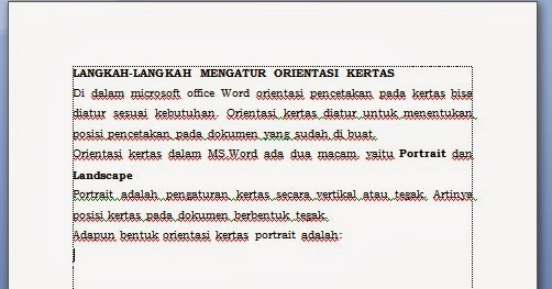 Pondok Microsoft Office: MENENTUKAN POSISI (ORIENTASI 