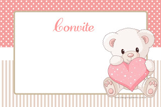 Teddy Bear for Girls Free Printable Invitations, Photo Frames, Labels or Cards.