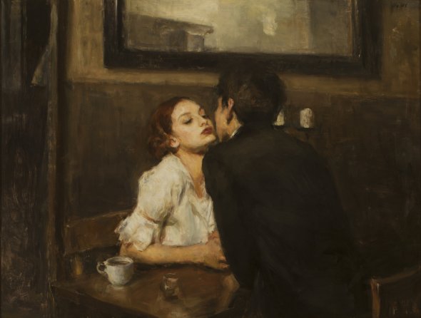 Ron Hicks arte pinturas estilo clássico impressionista romântico casais mulheres beleza doçura sensível emoção