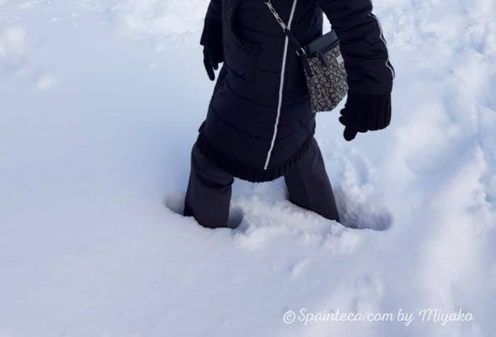 雪にずっぽり埋もれる足