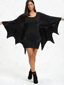  vestido básico con mangas de murciélago Rosegal