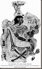 An Egyptian of High Rank Seated. (From a Photo by Mansell & Co. of the Original Wall Painting in the British Museum.) PERIOD: B.C. 1500-1400.