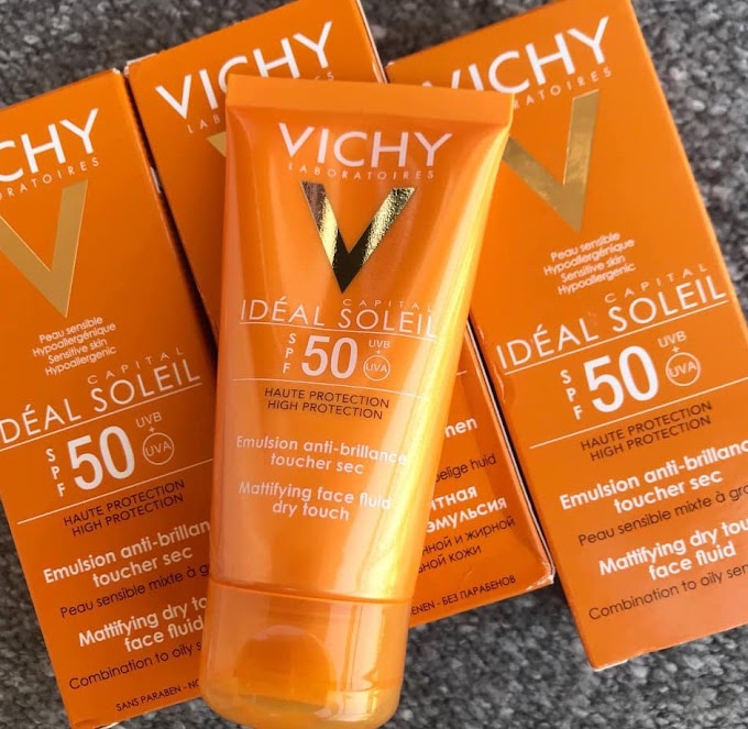 "صن بلوك فيشي" للبشرة الدهنية والمختلطة"Vichy Ideal Soleil Mattifying Face Fluid Dry Touch SPF 50"