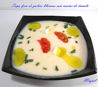 Sopa fría de judías blancas con caviar de tomate