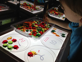 counting plates for math on the light table