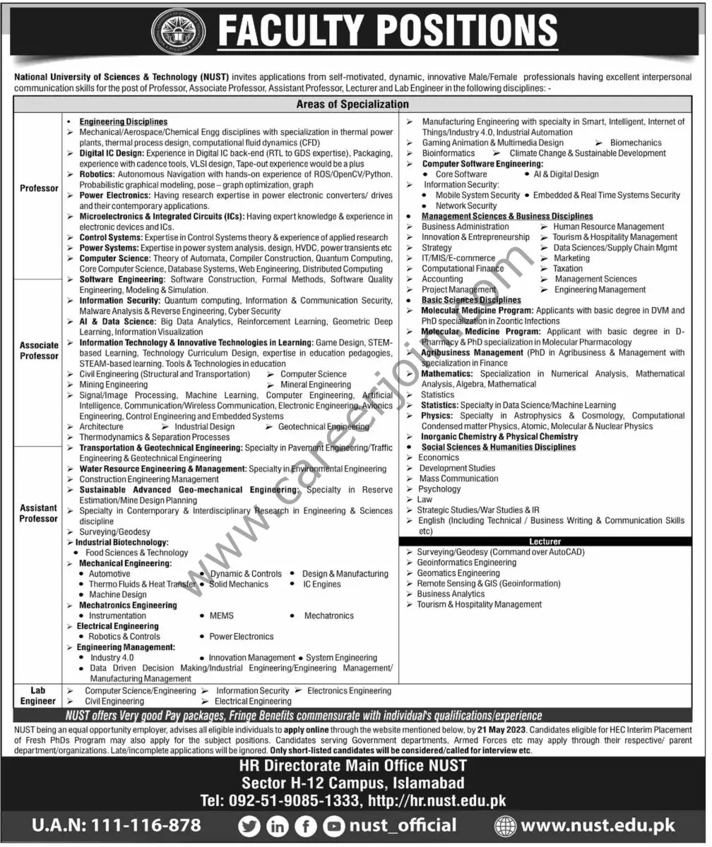 Jobs in National University of Sciences & Technology NUST