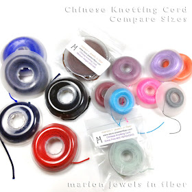 Chinese Knotting Cord - Compare Sizes