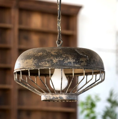 rustic chicken feeder pendant light