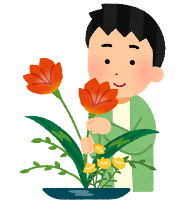 生花をする人のイラスト（男性）