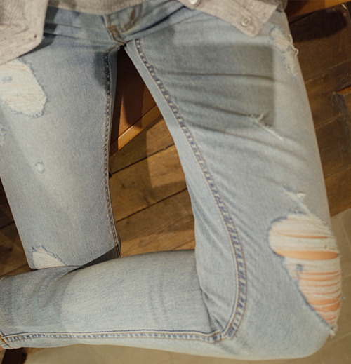 Distressed Sunbleached Straight Jeans