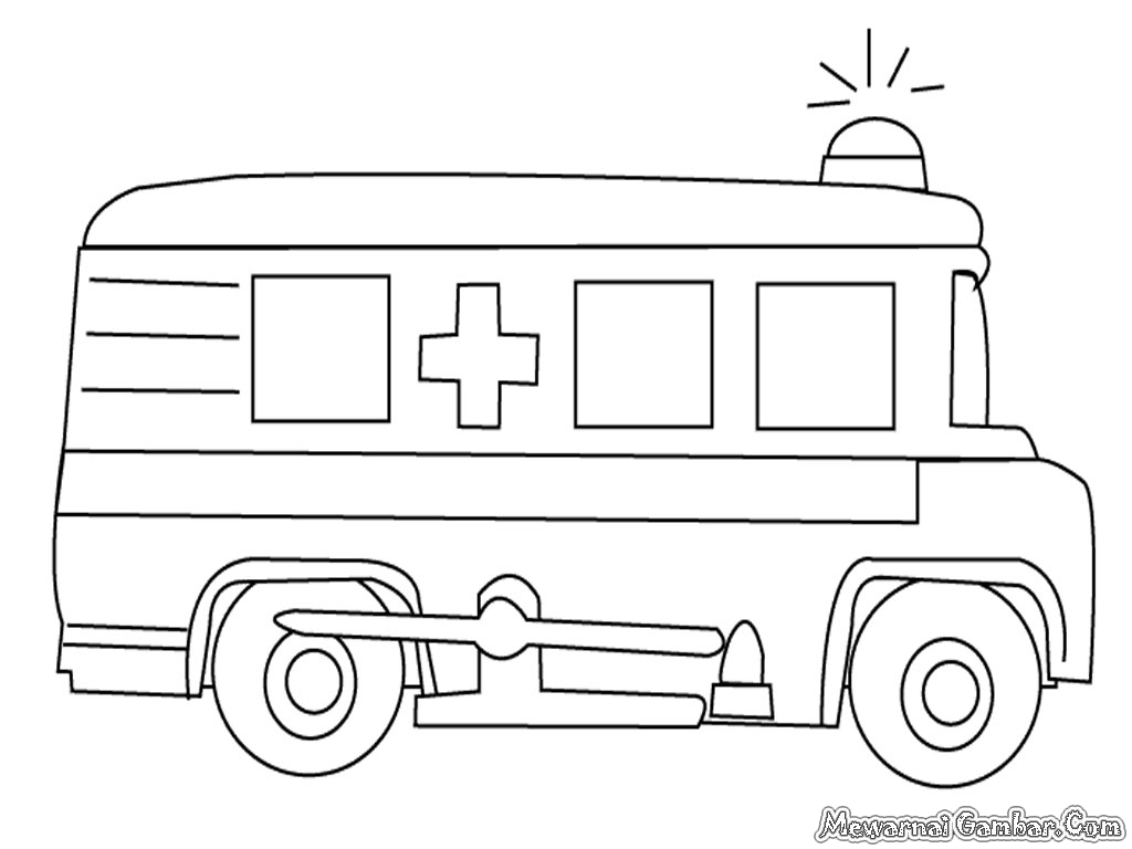 Gambar Mewarnai Mobil Ambulans