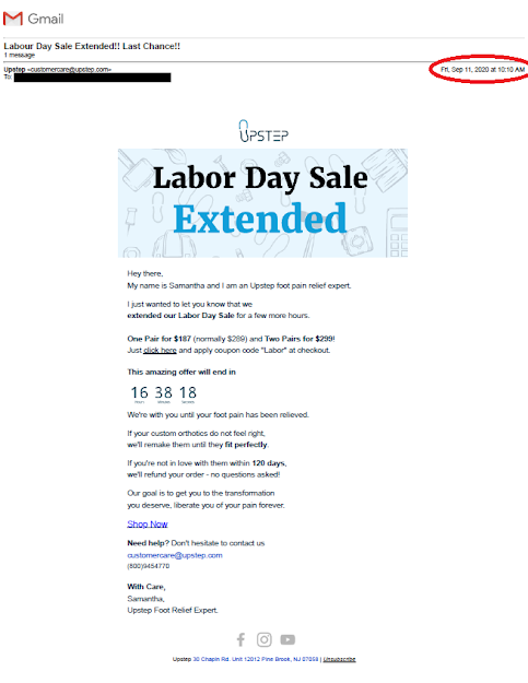Upstep: Labor Day Sale email #4