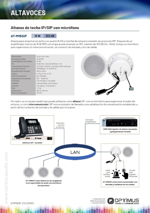 PARLANTE DE TECHO IP