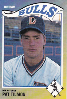 Pat Tilmon 1990 Durham Bulls card, Tilmon shown up close