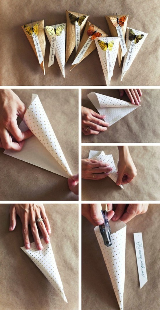 cone de papel decoração saquinho como fazer