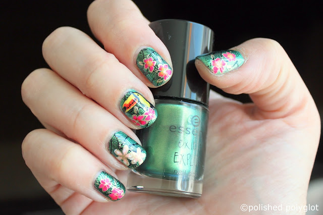 nail art for short nails: tropical stamping decals
