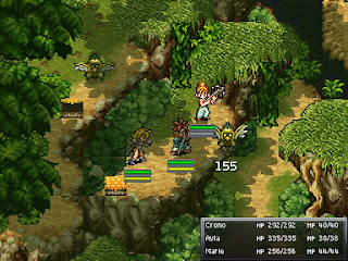 The group battle a pair of Gold Eaglets in the Forest Maze, in Chrono Trigger.