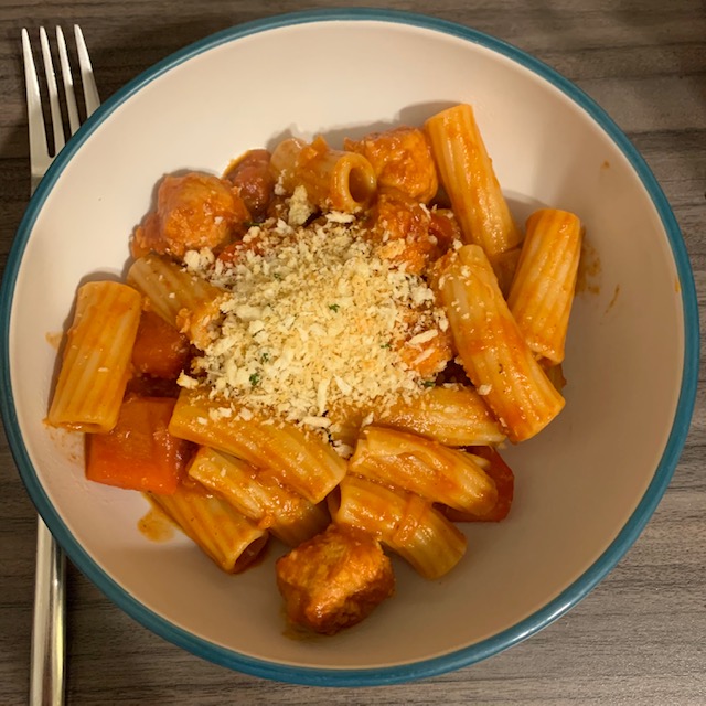 Plant-based sausage pasta