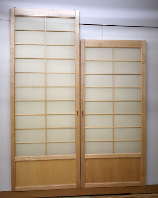 Maple shoji screen pocket door