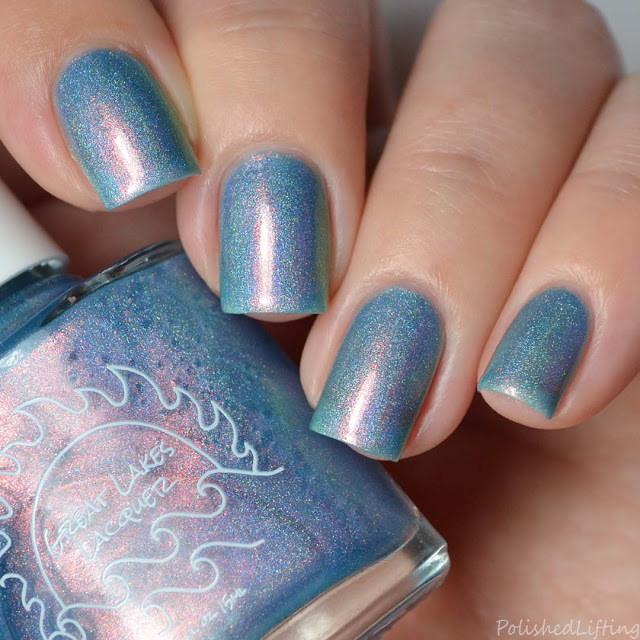 blue nail polish with color shifting aurora shimmer